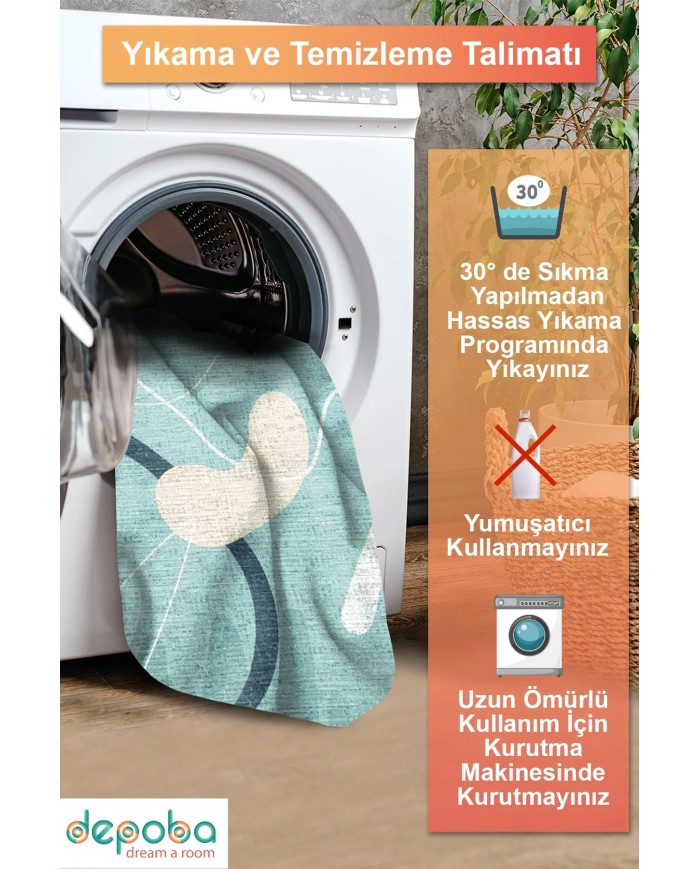 Stuf Şönil Yıkanabilir Kaymaz Pamuk Tabanlı Antibakteriyel Yuvarlak Halı