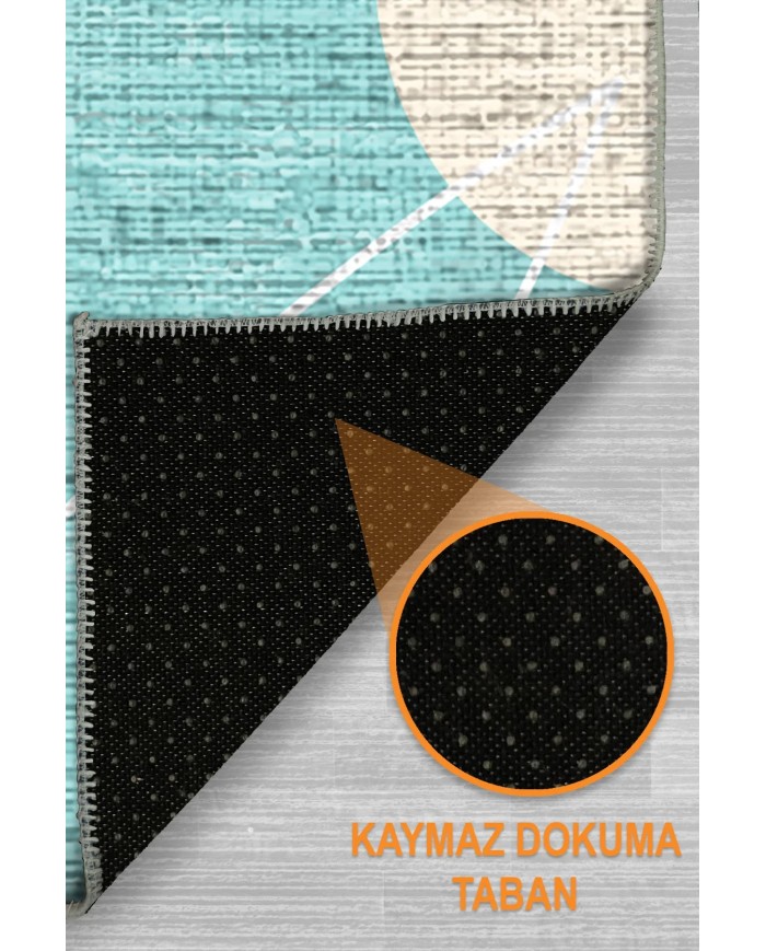 Stuf Şönil Yıkanabilir Kaymaz Pamuk Tabanlı Antibakteriyel Yuvarlak Halı