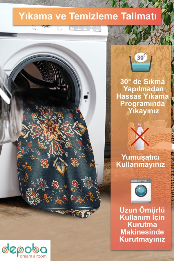 Andara Vintage Şönil Doğal Pamuk Tabanlı Salon Halısı Kaymaz Antibakteriyel Yıkanabilir Çevre Dostu Andara Vintage Şönil Doğal Pamuk Tabanlı Salon Halısı Kaymaz Antibakteriyel Yıkanabilir Çevre Dostu