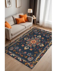 Andara Vintage Şönil Doğal Pamuk Tabanlı Salon Halısı Kaymaz Antibakteriyel Yıkanabilir Çevre Dostu