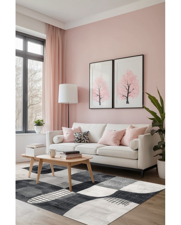 Benan Modern Şönil Doğal Pamuk Tabanlı Salon Halısı Kaymaz Antibakteriyel Yıkanabilir Çevre Dostu