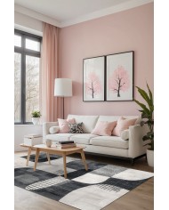 Benan Modern Şönil Doğal Pamuk Tabanlı Salon Halısı Kaymaz Antibakteriyel Yıkanabilir Çevre Dostu