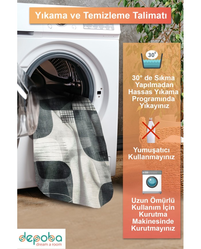 Benan Modern Şönil Doğal Pamuk Tabanlı Salon Halısı Kaymaz Antibakteriyel Yıkanabilir Çevre Dostu