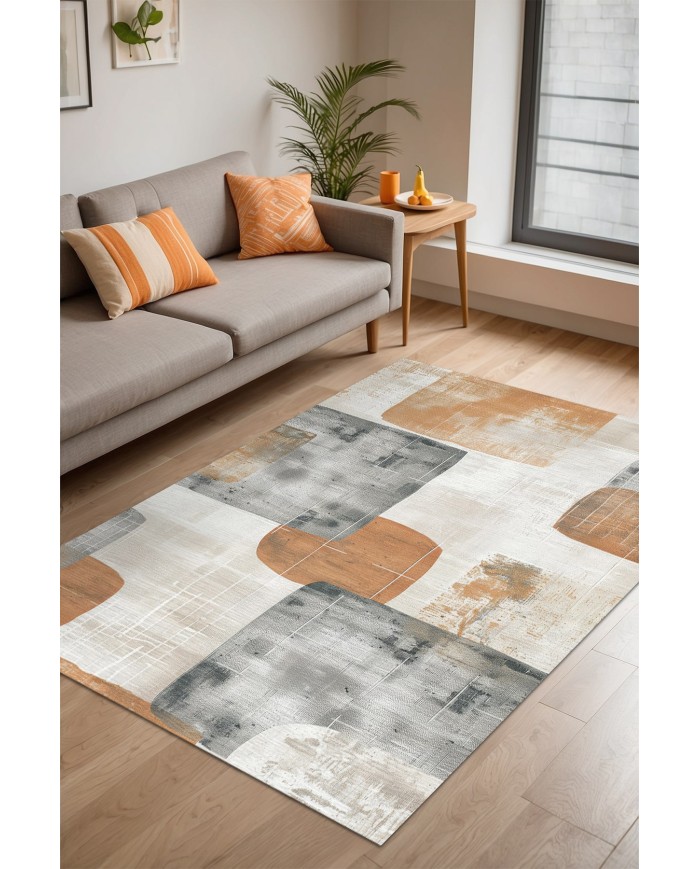 Elase Modern Şönil Doğal Pamuk Tabanlı Salon Halısı Kaymaz Antibakteriyel Yıkanabilir Çevre Dostu