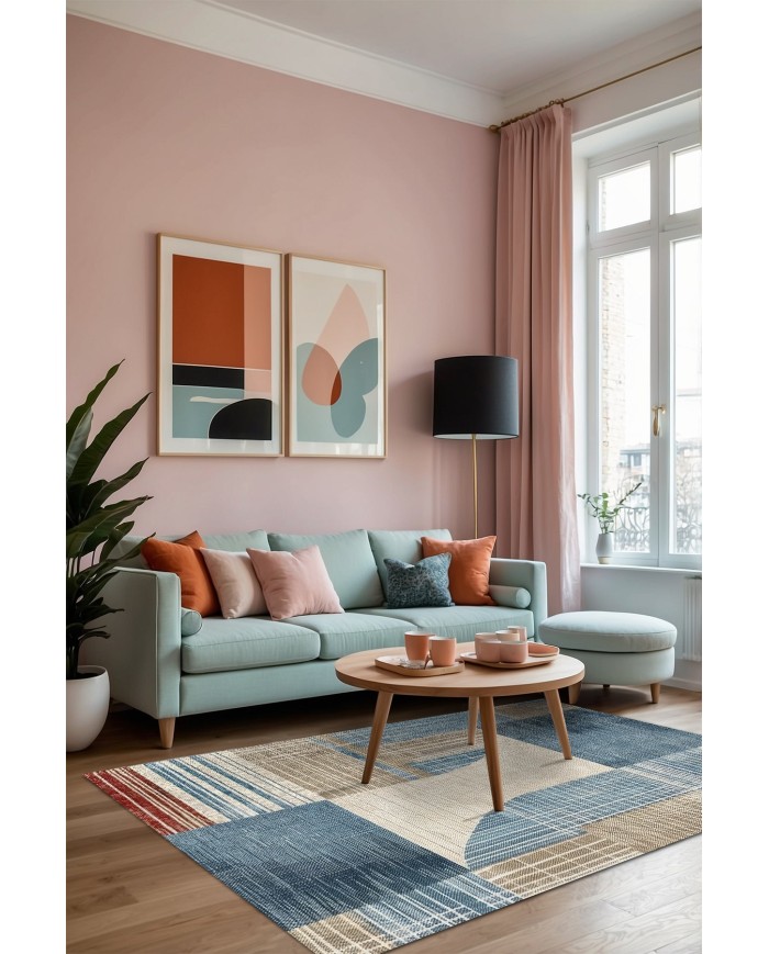 Enler Modern Şönil Doğal Pamuk Tabanlı Salon Halısı Kaymaz Antibakteriyel Yıkanabilir Çevre Dostu