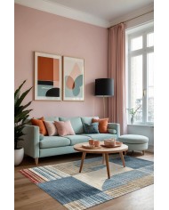 Enler Modern Şönil Doğal Pamuk Tabanlı Salon Halısı Kaymaz Antibakteriyel Yıkanabilir Çevre Dostu