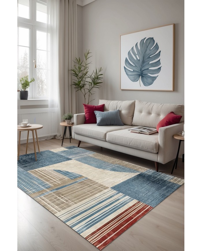 Enler Modern Şönil Doğal Pamuk Tabanlı Salon Halısı Kaymaz Antibakteriyel Yıkanabilir Çevre Dostu