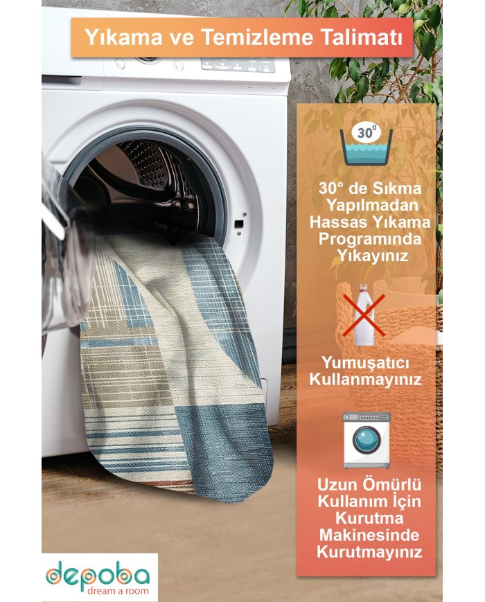 Enler Modern Şönil Doğal Pamuk Tabanlı Salon Halısı Kaymaz Antibakteriyel Yıkanabilir Çevre Dostu