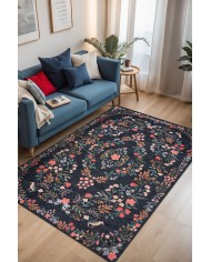 Karane Vintage Şönil Doğal Pamuk Tabanlı Salon Halısı Kaymaz Antibakteriyel Yıkanabilir Çevre Dostu