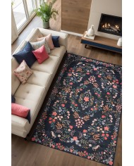 Karane Vintage Şönil Doğal Pamuk Tabanlı Salon Halısı Kaymaz Antibakteriyel Yıkanabilir Çevre Dostu