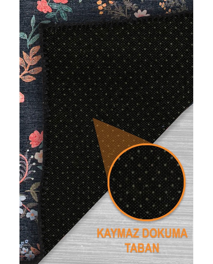 Karane Vintage Şönil Doğal Pamuk Tabanlı Salon Halısı Kaymaz Antibakteriyel Yıkanabilir Çevre Dostu