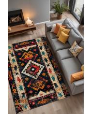 Nase Vintage Şönil Doğal Pamuk Tabanlı Salon Halısı Kaymaz Antibakteriyel Yıkanabilir Çevre Dostu