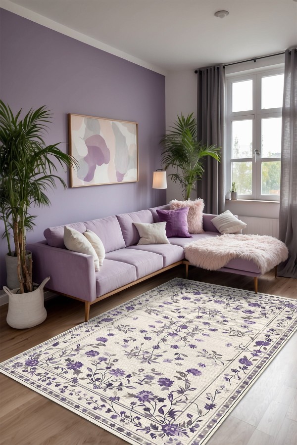 Purpa Vintage Şönil Doğal Pamuk Tabanlı Salon Halısı Kaymaz Antibakteriyel Yıkanabilir Çevre Dostu Purpa Vintage Şönil Doğal Pamuk Tabanlı Salon Halısı Kaymaz Antibakteriyel Yıkanabilir Çevre Dostu