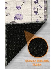 Purpa Vintage Şönil Doğal Pamuk Tabanlı Salon Halısı Kaymaz Antibakteriyel Yıkanabilir Çevre Dostu