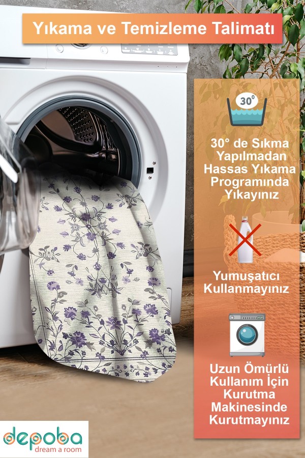 Purpa Vintage Şönil Doğal Pamuk Tabanlı Salon Halısı Kaymaz Antibakteriyel Yıkanabilir Çevre Dostu Purpa Vintage Şönil Doğal Pamuk Tabanlı Salon Halısı Kaymaz Antibakteriyel Yıkanabilir Çevre Dostu