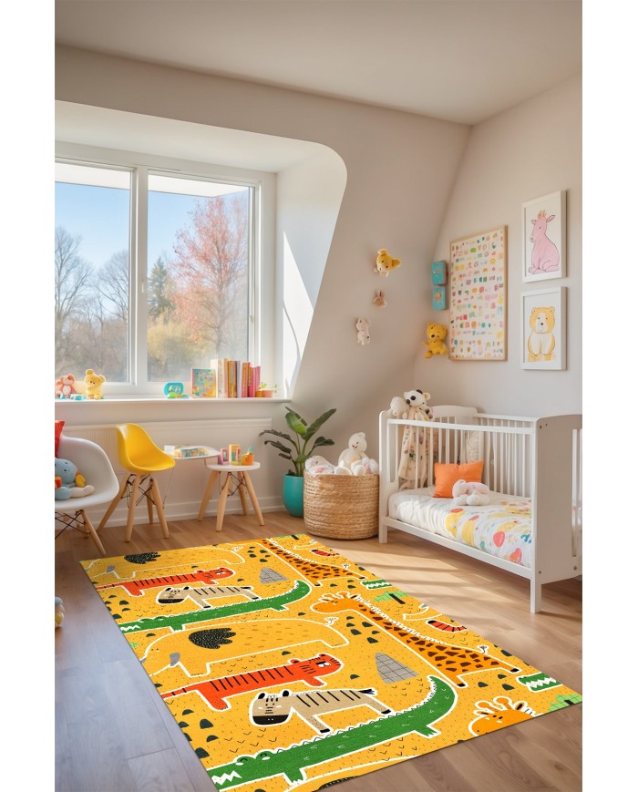 Funs Şönil Antibakteriyel Yıkanabilir Kaymaz Pamuk Tabanlı Çocuk Halısı