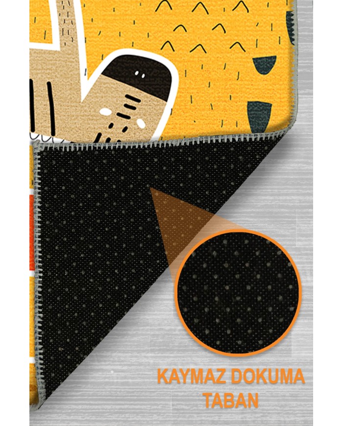 Funs Şönil Antibakteriyel Yıkanabilir Kaymaz Pamuk Tabanlı Çocuk Halısı