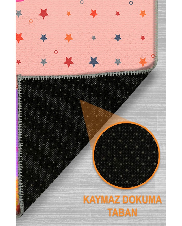 Polya Şönil Antibakteriyel Yıkanabilir Kaymaz Pamuk Tabanlı Çocuk Halısı