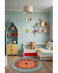 Marta Şönil Antibakteriyel Yıkanabilir Kaymaz Pamuk Tabanlı Yuvarlak Çocuk Halısı