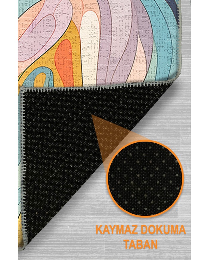 Relaf Şönil Yıkanabilir Kaymaz Pamuk Tabanlı Antibakteriyel Asimetrik Halı