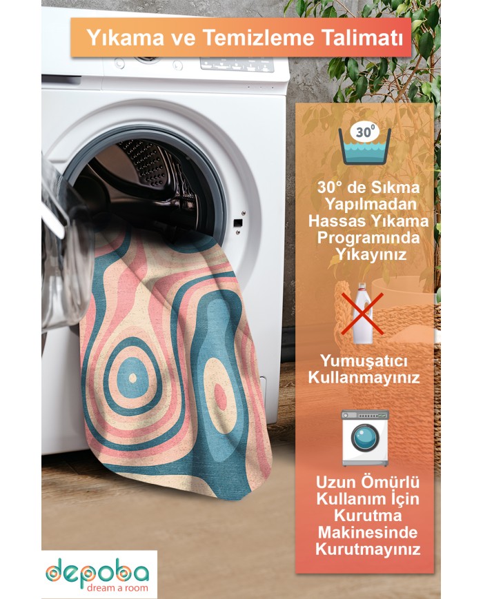 Tesa Şönil Yıkanabilir Kaymaz Pamuk Tabanlı Antibakteriyel Asimetrik Halı