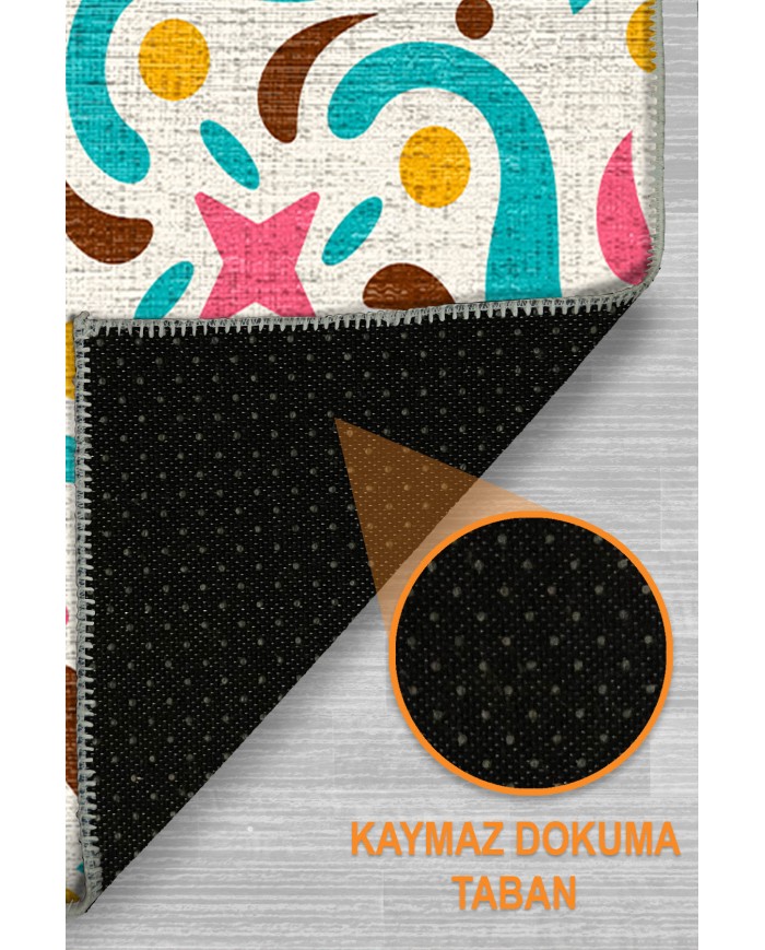 Kapre Şönil Yıkanabilir Kaymaz Pamuk Tabanlı Antibakteriyel Asimetrik Halı