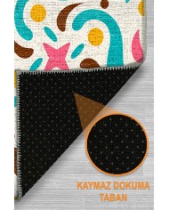 Kapre Şönil Yıkanabilir Kaymaz Pamuk Tabanlı Antibakteriyel Asimetrik Halı