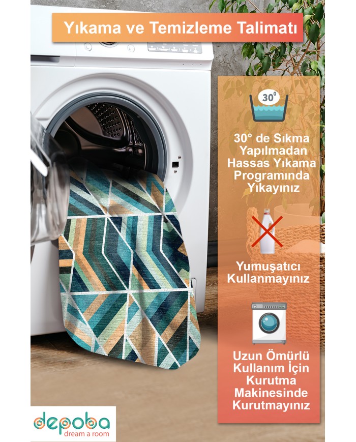 Delto Şönil Yıkanabilir Kaymaz Pamuk Tabanlı Antibakteriyel Asimetrik Halı