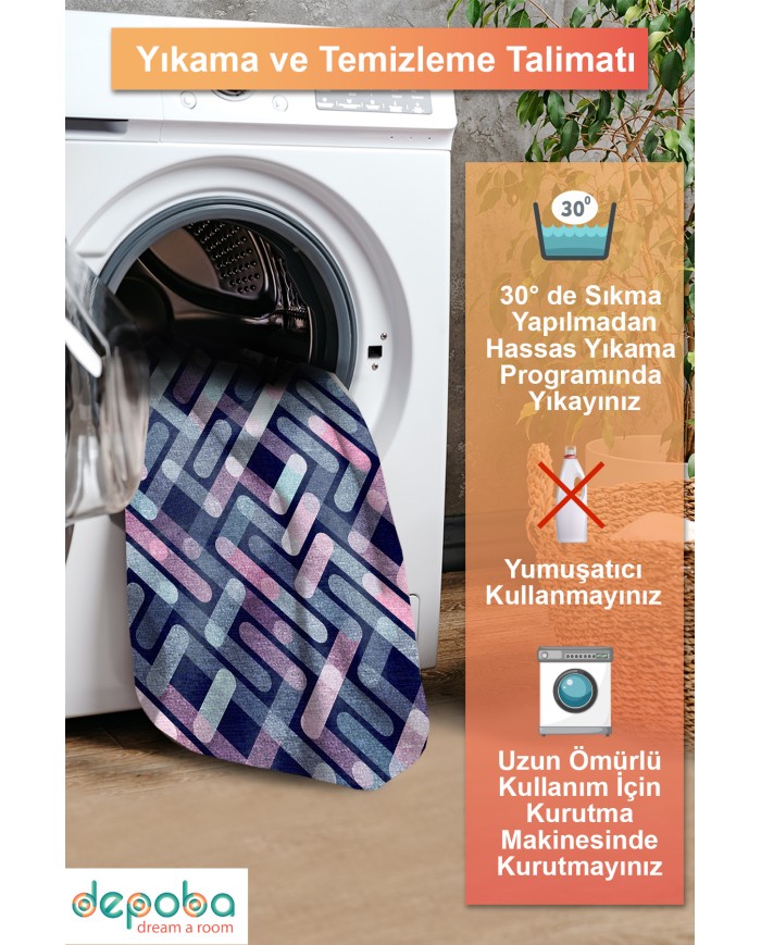 Asel Şönil Yıkanabilir Kaymaz Pamuk Tabanlı Antibakteriyel Asimetrik Halı