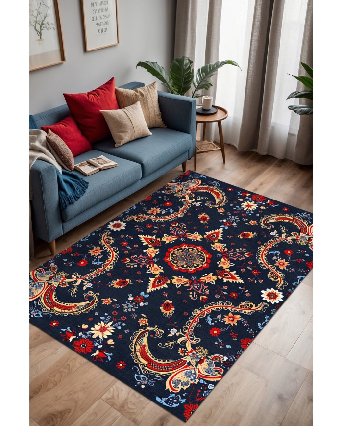 Toven Modern Şönil  Doğal Pamuk Tabanlı Salon Halısı Kaymaz Antibakteriyel Yıkanabilir Çevre Dostu