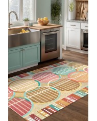 Afare Modern Şönil  Yıkanabilir Kaymaz Pamuk Tabanlı Antibakteriyel Mutfak Halısı