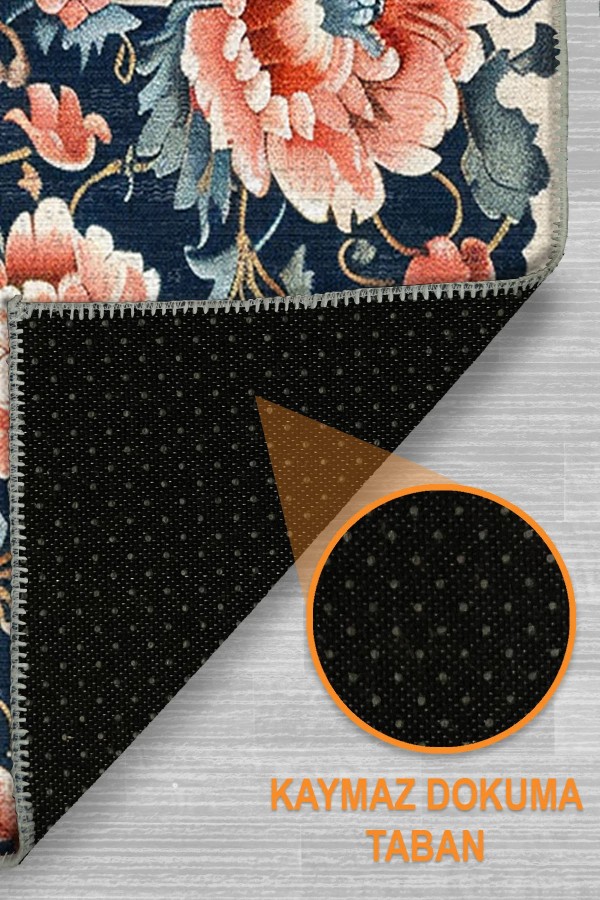 Ranay Modern Şönil  Yıkanabilir Kaymaz Pamuk Tabanlı Antibakteriyel Yuvarlak Halı