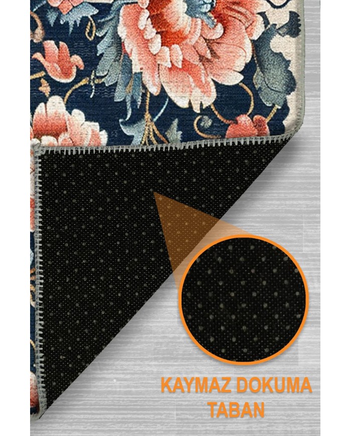 Ranay Modern Şönil  Yıkanabilir Kaymaz Pamuk Tabanlı Antibakteriyel Yuvarlak Halı