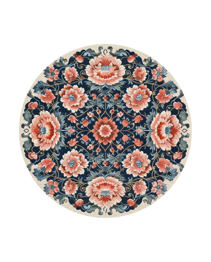 Ranay Modern Şönil  Yıkanabilir Kaymaz Pamuk Tabanlı Antibakteriyel Yuvarlak Halı