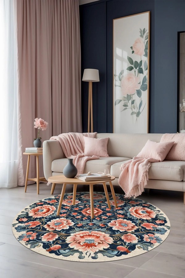 Ranay Modern Şönil  Yıkanabilir Kaymaz Pamuk Tabanlı Antibakteriyel Yuvarlak Halı Ranay Modern Şönil  Yıkanabilir Kaymaz Pamuk Tabanlı Antibakteriyel Yuvarlak Halı