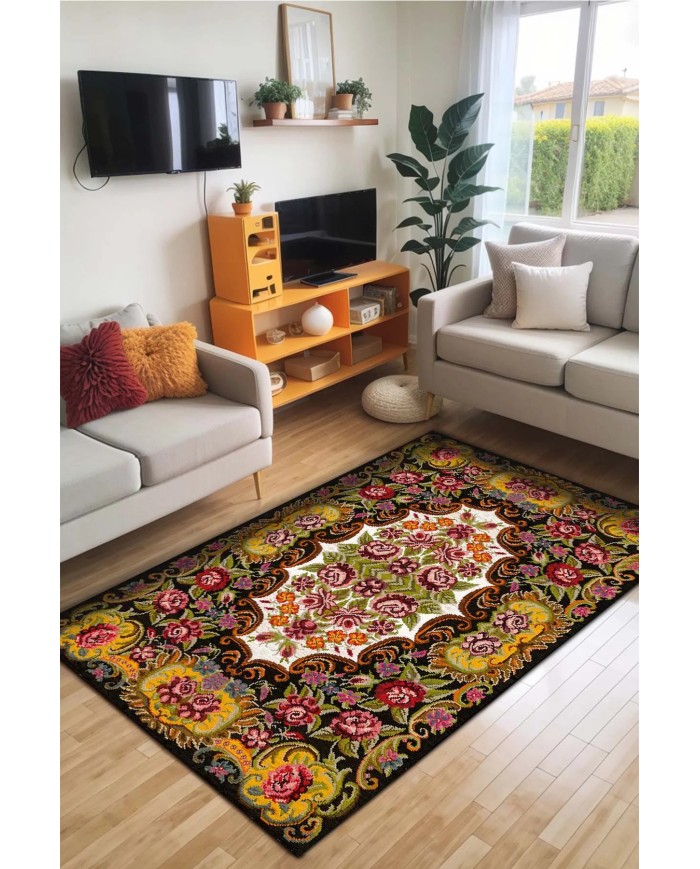 Marlo Kadife Yıkanabilir Kaymaz Pamuk Tabanlı Antibakteriyel Salon Halısı