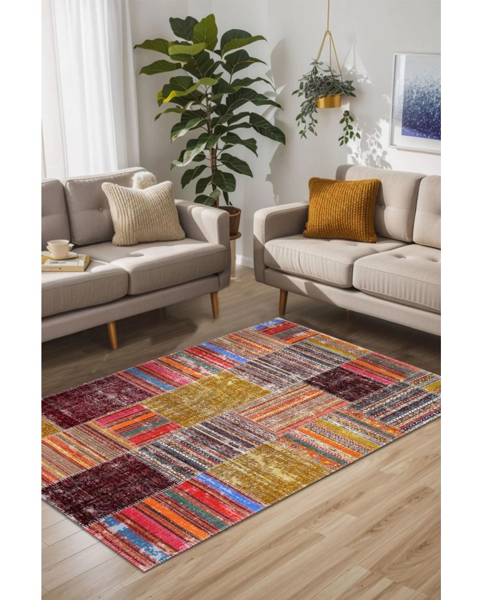 Silvena Kadife Yıkanabilir Kaymaz Pamuk Tabanlı Antibakteriyel Salon Halısı