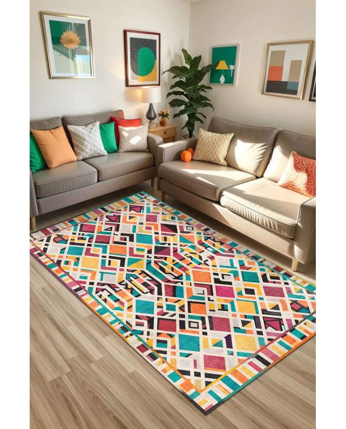 Betty Kadife Yıkanabilir Kaymaz Pamuk Tabanlı Antibakteriyel Salon Halısı