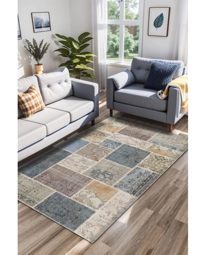 Siense Kadife Yıkanabilir Kaymaz Pamuk Tabanlı Antibakteriyel Salon Halısı