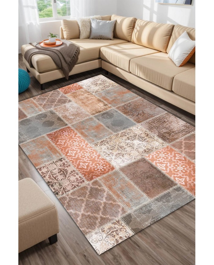 Nandy Kadife Yıkanabilir Kaymaz Pamuk Tabanlı Antibakteriyel Salon Halısı