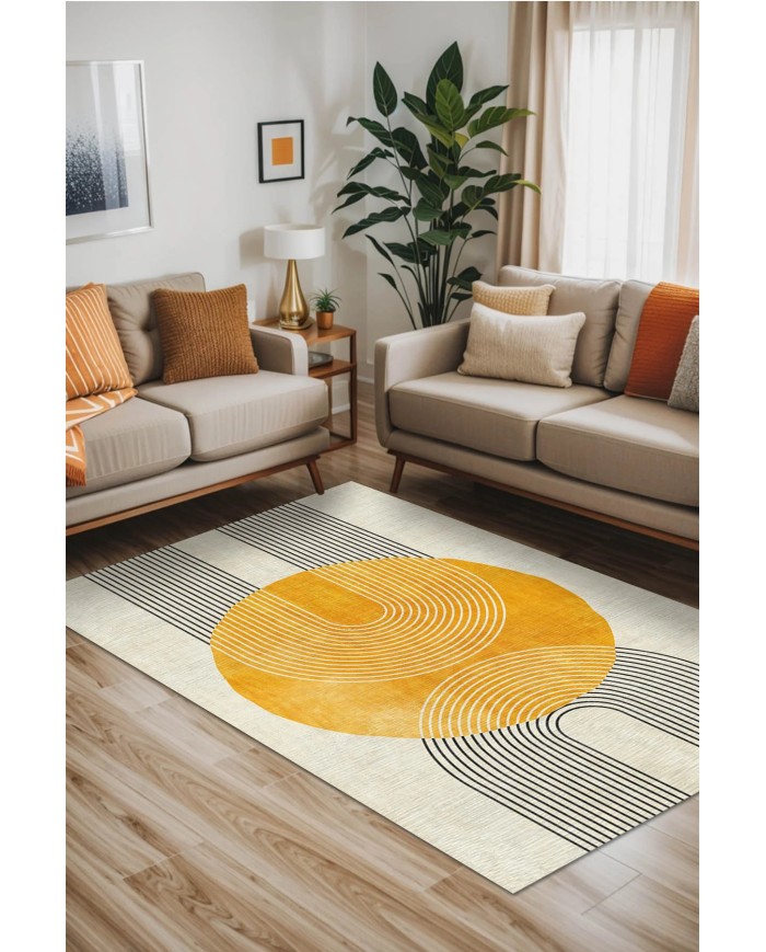 Trana Kadife Yıkanabilir Kaymaz Pamuk Tabanlı Antibakteriyel Salon Halısı