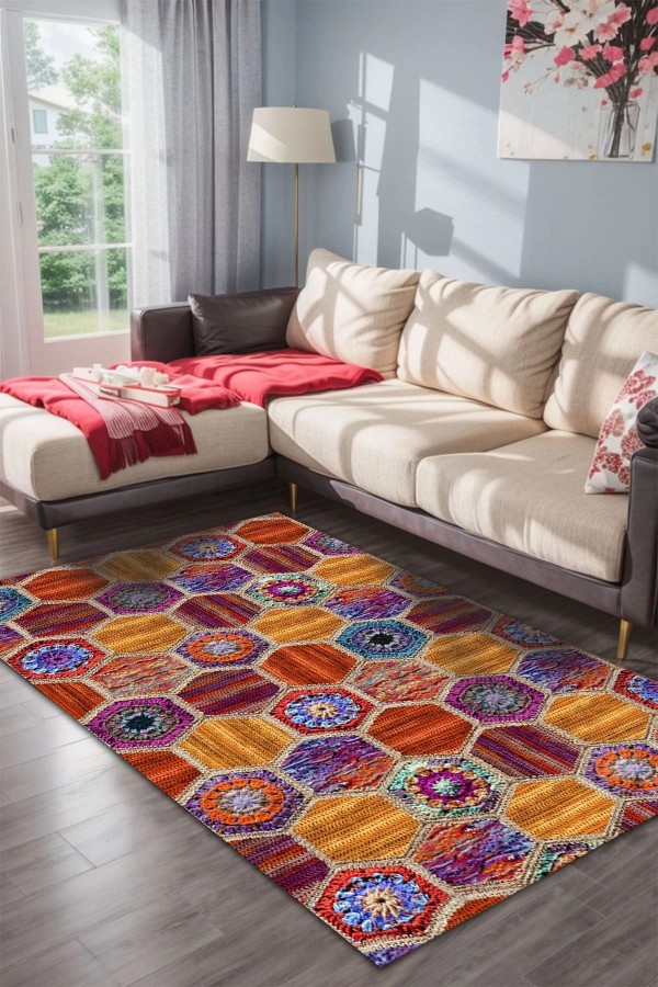 Bianca Kadife Yıkanabilir Kaymaz Pamuk Tabanlı Antibakteriyel Salon Halısı