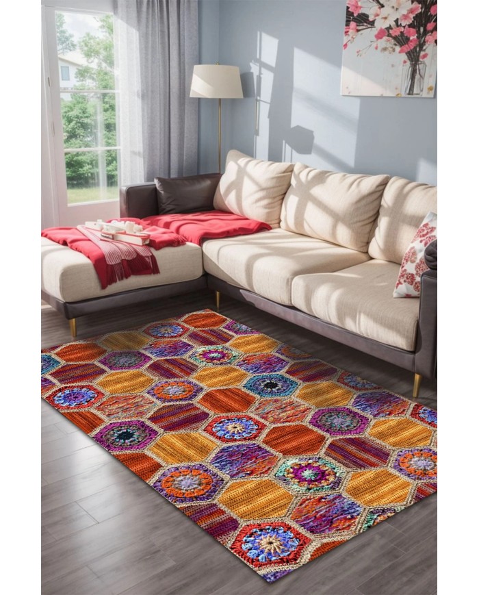 Bianca Kadife Yıkanabilir Kaymaz Pamuk Tabanlı Antibakteriyel Salon Halısı