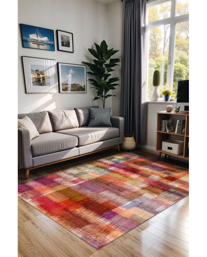 Shoda Kadife Yıkanabilir Kaymaz Pamuk Tabanlı Antibakteriyel Salon Halısı