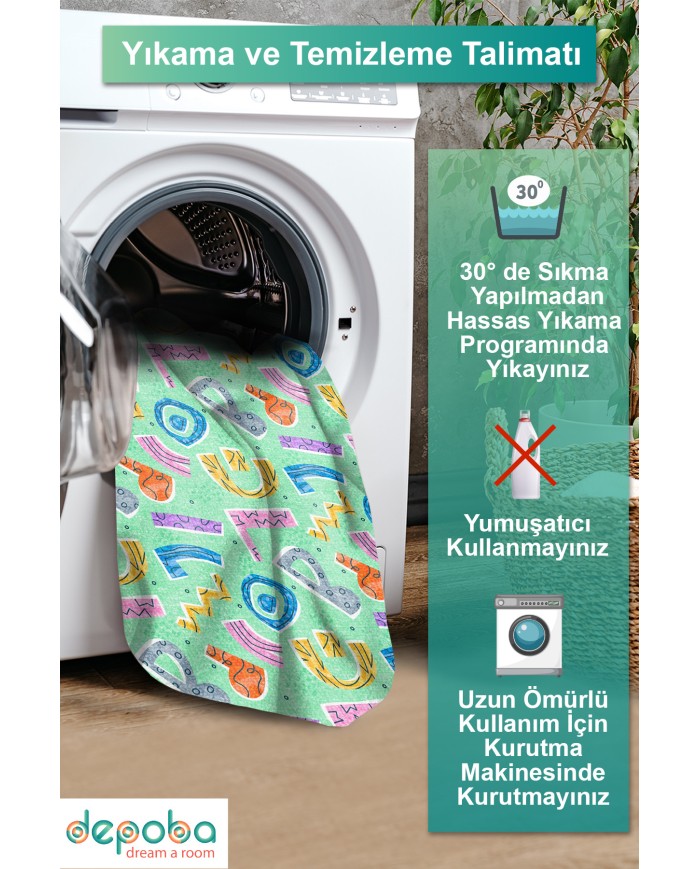 Alava Modern Kadife Antibakteriyel Yıkanabilir Kaymaz Pamuk Tabanlı Çocuk Halısı