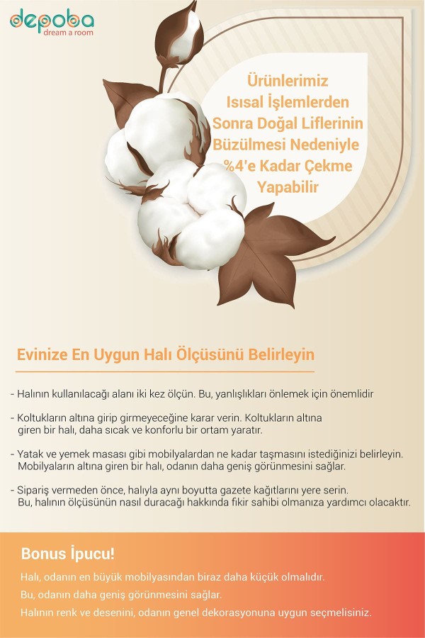 Ranay Modern Şönil  Yıkanabilir Kaymaz Pamuk Tabanlı Antibakteriyel Yuvarlak Halı