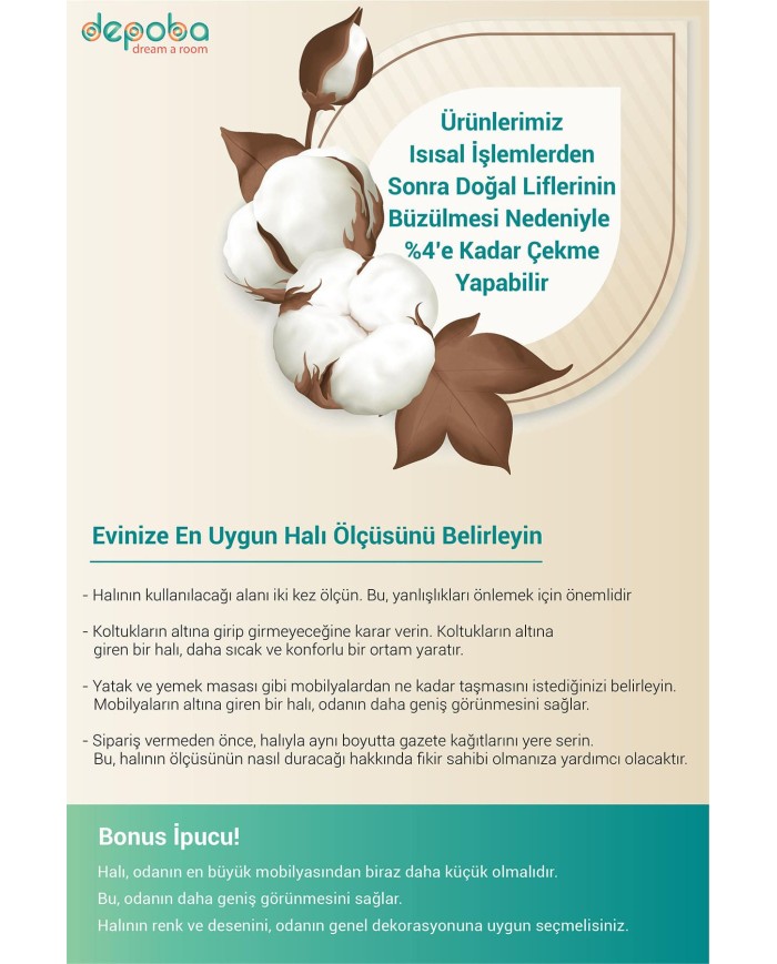 Colorina Modern Kadife Yıkanabilir Kaymaz Pamuk Tabanlı Antibaktriyel Salon Halısı