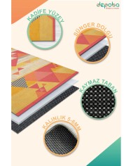 Zalar Modern Kadife Yıkanabilir Kaymaz Pamuk Tabanlı Antibakteriyel Salon Halısı