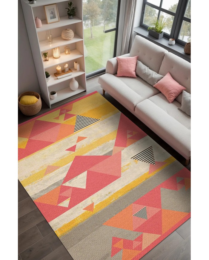 Zalar Modern Kadife Yıkanabilir Kaymaz Pamuk Tabanlı Antibakteriyel Salon Halısı