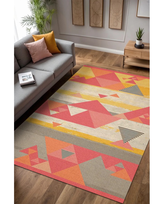 Zalar Modern Kadife Yıkanabilir Kaymaz Pamuk Tabanlı Antibakteriyel Salon Halısı